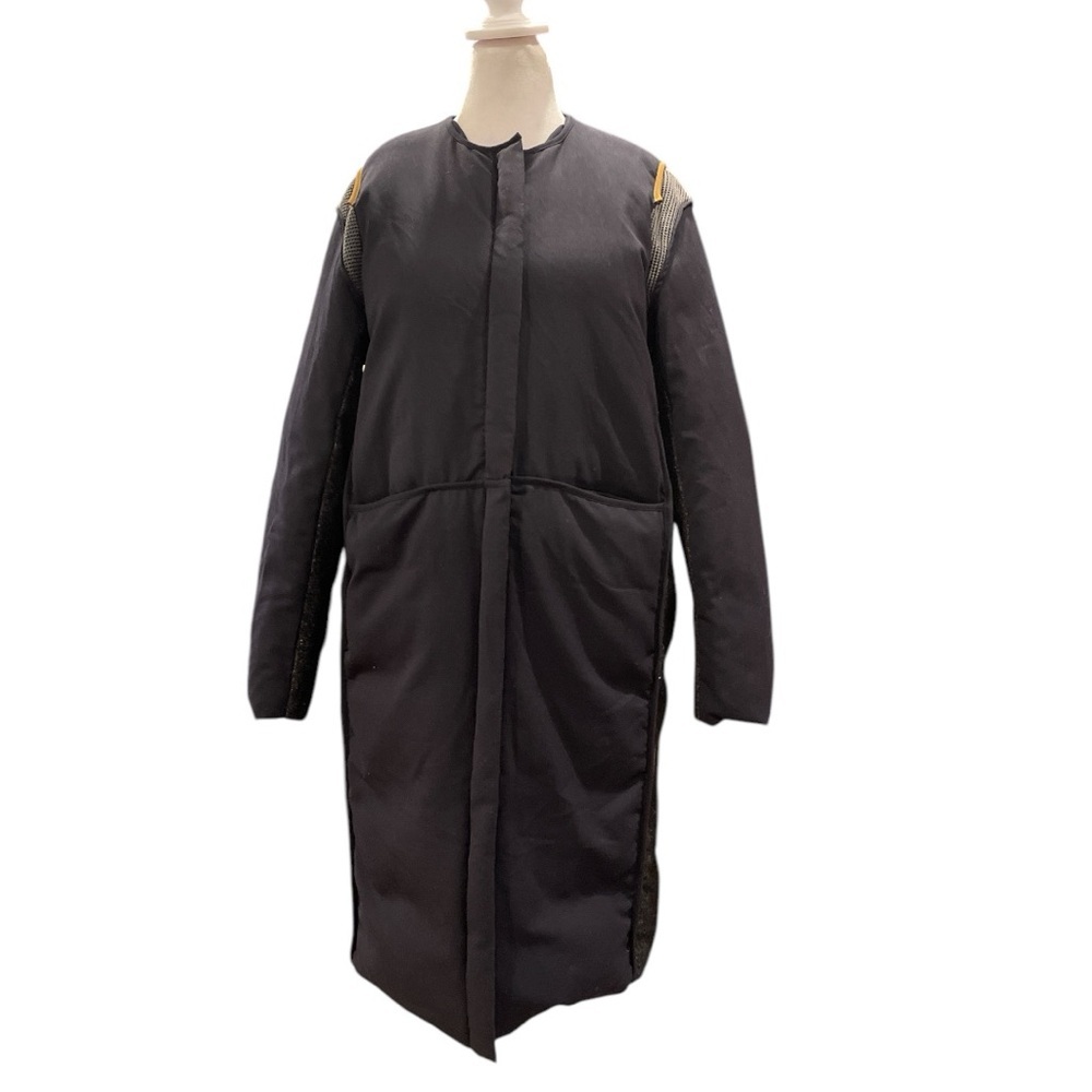 JNBY L indigo/heathered black wool blend long duck down puffer jacket pockets